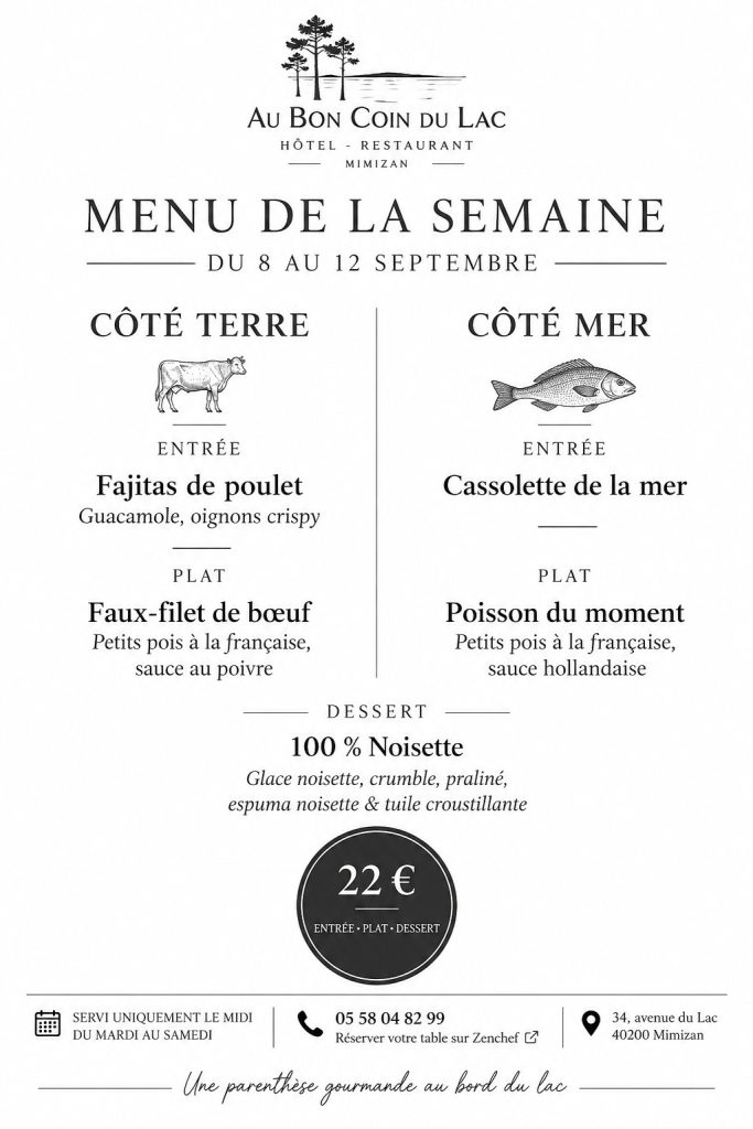 menu 6 sept. 2026
