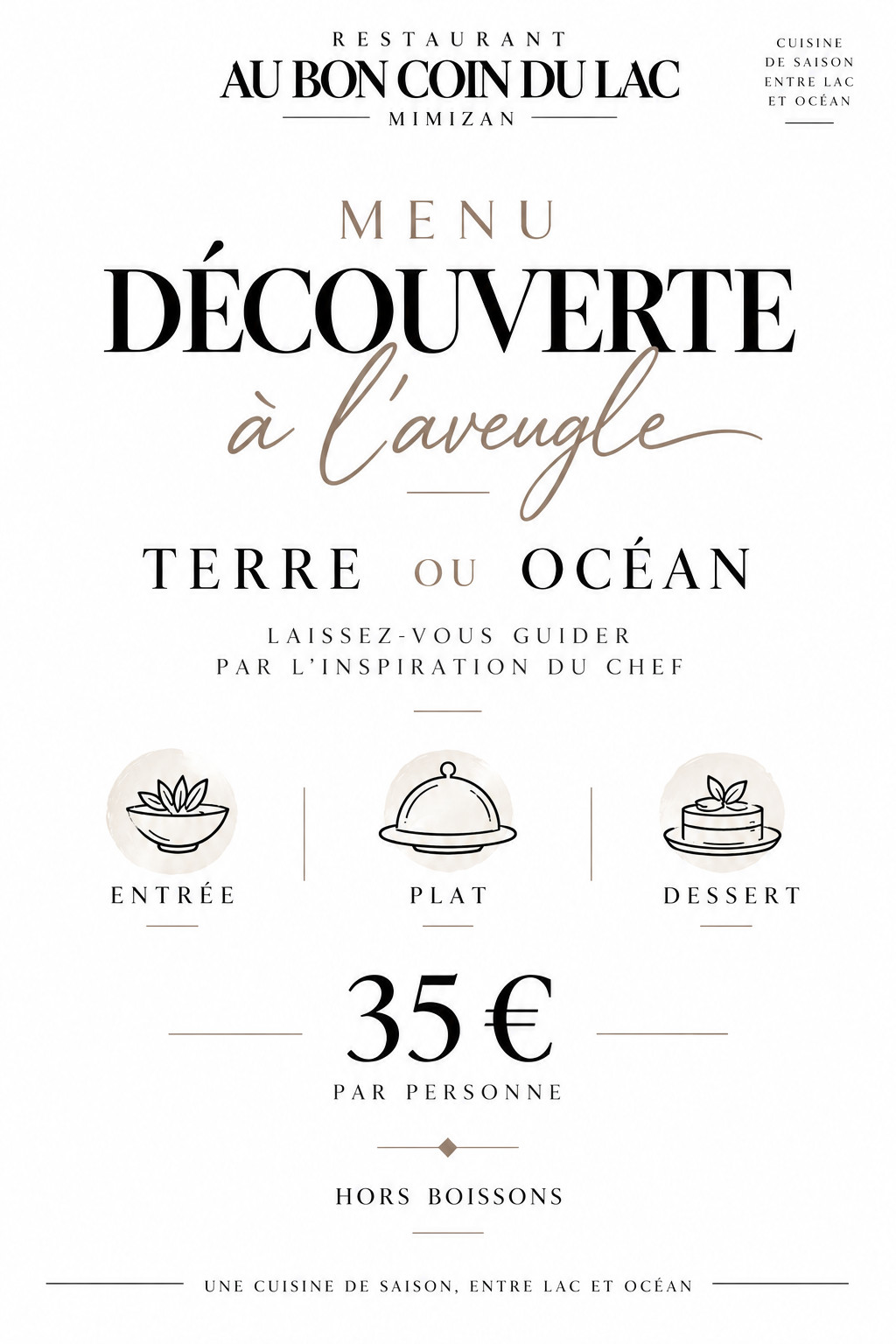 Menu découverte à l’aveugle sans vin